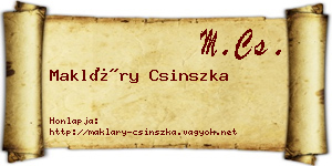 Makláry Csinszka névjegykártya